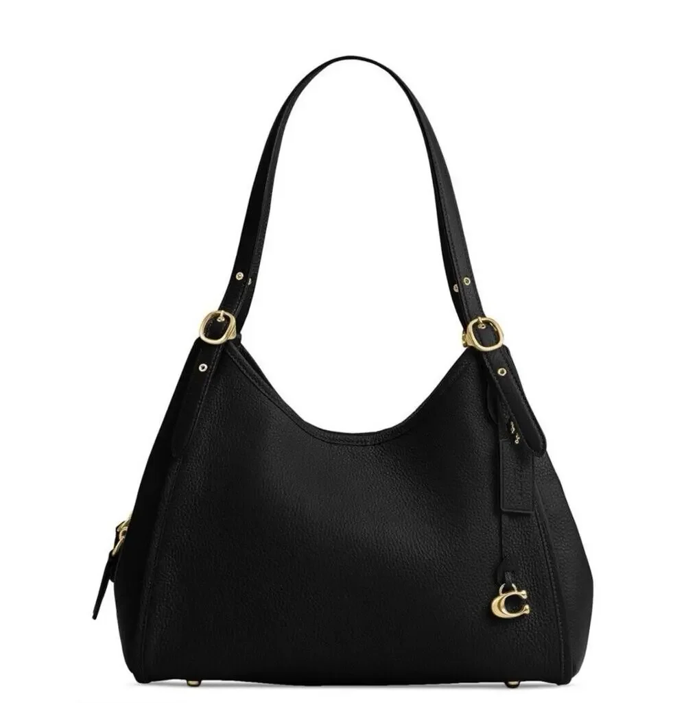 NWT Coach Bella Medium Leather Shoulder Bag In Black /Brass CR979
